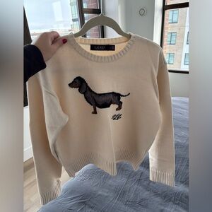 Lauren Ralph Lauren RARE Intarsia-Knit Dachshund Cotton Sweater L